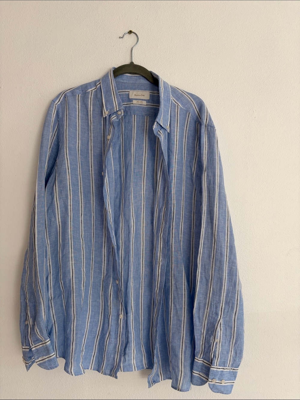 Massimo Dutti Blue and White Striped Button-Down Shirt